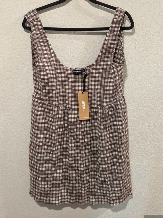 Afends Dresses & Skirts - Afends Brown and White Plaid Sleeveless Dress